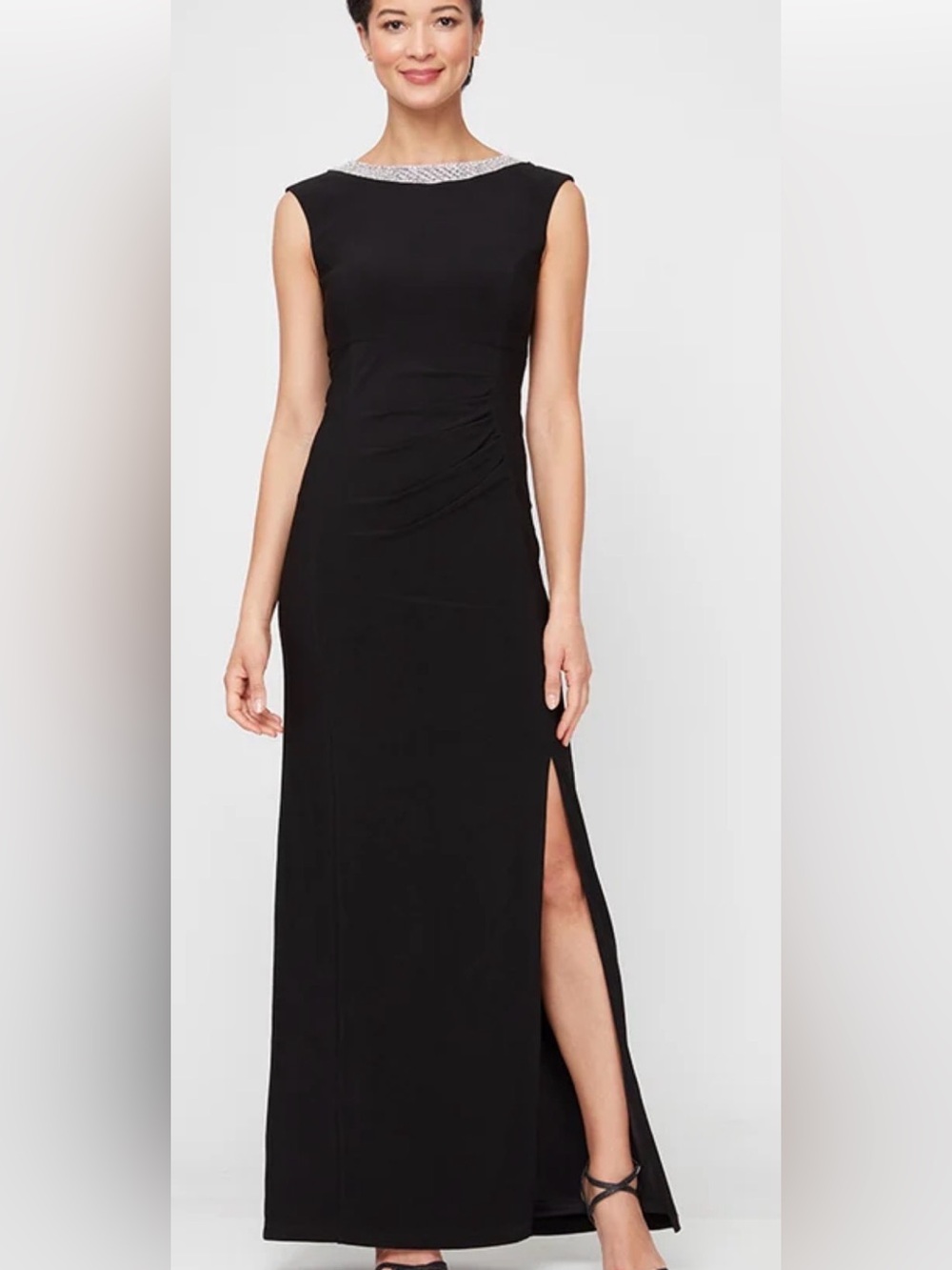 Alex Evenings NWOT $199 LINDA JERSEY BOATNECK COLUMN GOWN